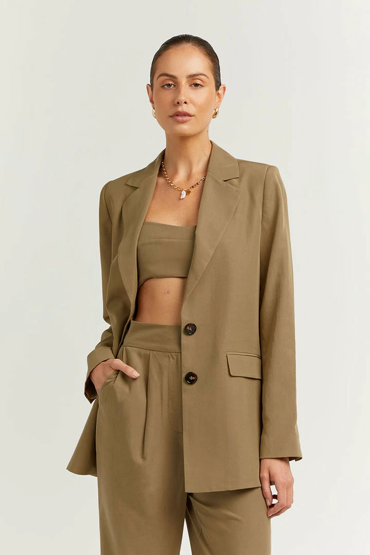 Wholesale ๐ DISSH Boutiques KARLA FERN GREEN LINEN BLEND BLAZER ๐ 3 DISSH Boutiques KARLA FERN GREEN LINEN BLEND BLAZER