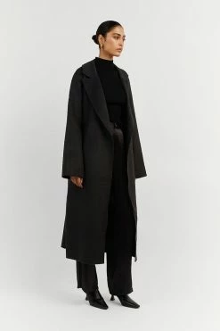 DISSH Boutiques MATILDA BLACK WOOL FELT COAT CLOTHING