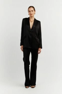 DISSH Boutiques CLOTHING KIAH BLACK SATIN BLAZER
