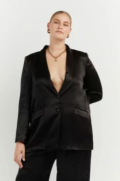 DISSH Boutiques CLOTHING KIAH BLACK SATIN BLAZER