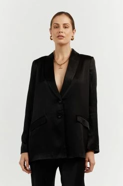 DISSH Boutiques CLOTHING KIAH BLACK SATIN BLAZER