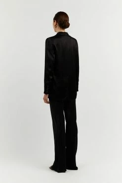 DISSH Boutiques CLOTHING KIAH BLACK SATIN BLAZER