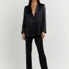 DISSH Boutiques KIAH NAVY SATIN BLAZER CLOTHING