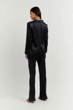 DISSH Boutiques KIAH NAVY SATIN BLAZER CLOTHING