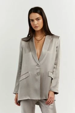 Buy ๐ฅ DISSH Boutiques CLOTHING KIAH PEWTER SATIN BLAZER ๐ฅฐ 8 DISSH Boutiques CLOTHING KIAH PEWTER SATIN BLAZER