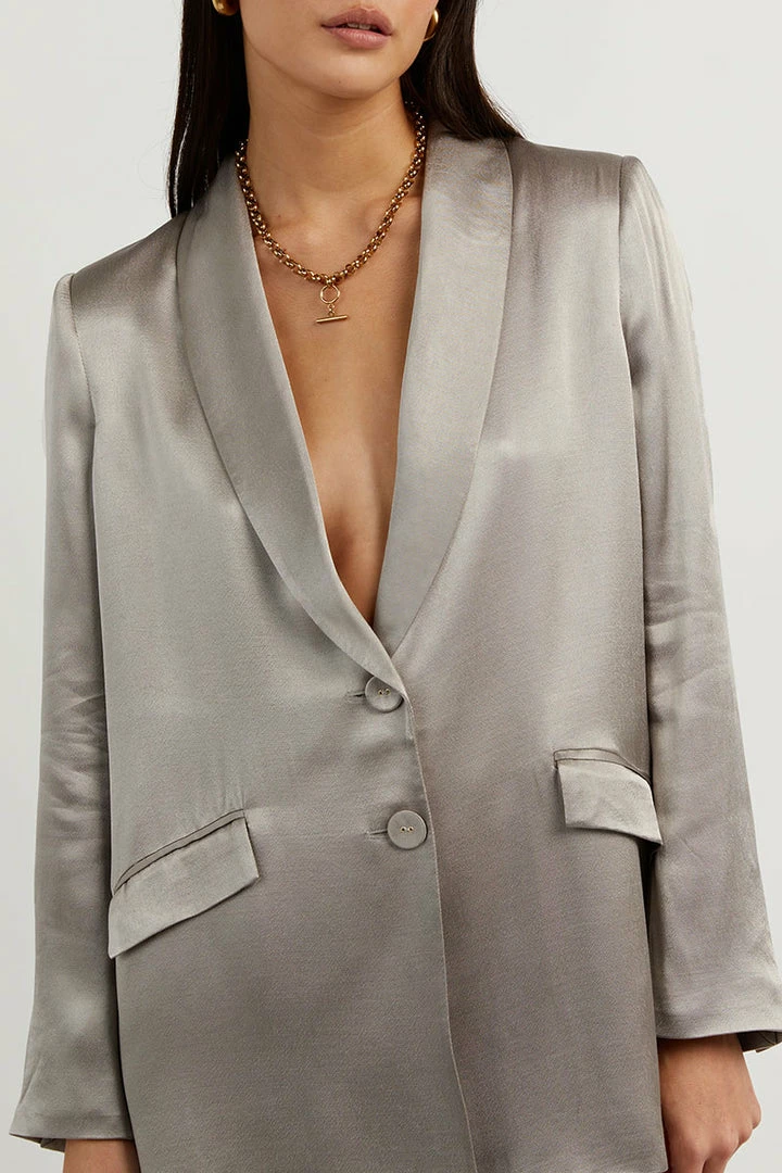 Buy ๐ฅ DISSH Boutiques CLOTHING KIAH PEWTER SATIN BLAZER ๐ฅฐ 6 DISSH Boutiques CLOTHING KIAH PEWTER SATIN BLAZER