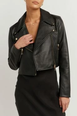 DISSH Boutiques ZOE BLACK LEATHER CROPPED JACKET