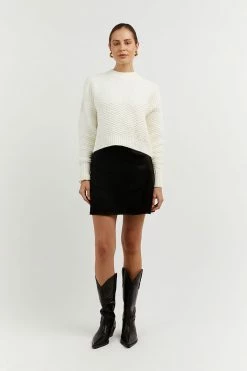 DISSH Boutiques SWEATERS EMBER WHITE HONEYCOMB KNIT JUMPER