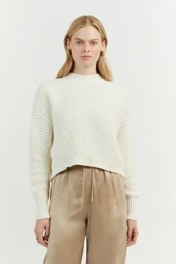 DISSH Boutiques SWEATERS EMBER WHITE HONEYCOMB KNIT JUMPER