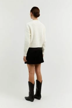 DISSH Boutiques SWEATERS EMBER WHITE HONEYCOMB KNIT JUMPER