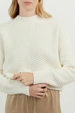 DISSH Boutiques SWEATERS EMBER WHITE HONEYCOMB KNIT JUMPER