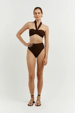 DISSH Boutiques CLOTHING AMAYA CHOC MULTI WAY BIKINI TOP