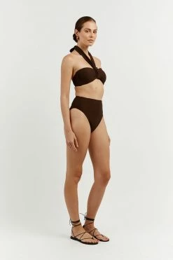 DISSH Boutiques CLOTHING AMAYA CHOC MULTI WAY BIKINI TOP