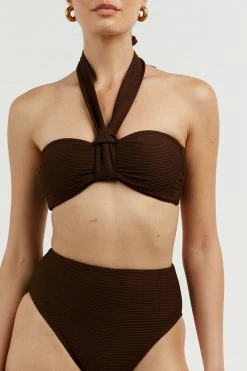 DISSH Boutiques CLOTHING AMAYA CHOC MULTI WAY BIKINI TOP