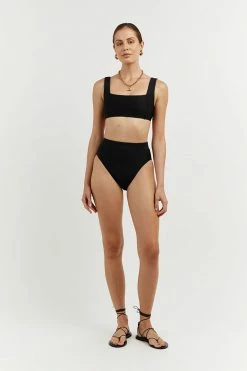 DISSH Boutiques CLOTHING AMAYA BLACK RIB HIGH CUT BRIEF