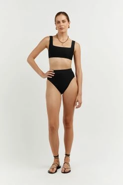 DISSH Boutiques CLOTHING AMAYA BLACK RIB HIGH CUT BRIEF