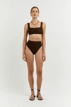 DISSH Boutiques AMAYA CHOC RIB HIGH CUT BRIEF