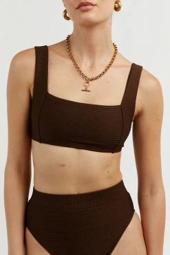 DISSH Boutiques AMAYA CHOC RIB HIGH CUT BRIEF