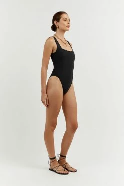 DISSH Boutiques CLOTHING AMAYA BLACK SQUARE NECK ONE PIECE