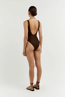 DISSH Boutiques AMAYA CHOC SQUARE NECK ONE PIECE CLOTHING