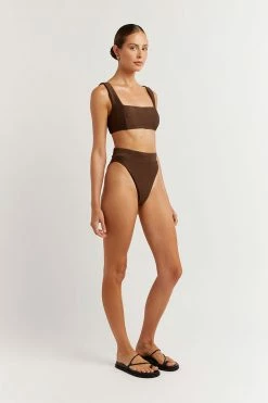 DISSH Boutiques LOLA DARK CHOC SPORT BRA SWIM TOP
