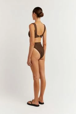 DISSH Boutiques LOLA DARK CHOC SPORT BRA SWIM TOP