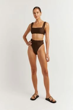 DISSH Boutiques LOLA DARK CHOC SPORT BRA SWIM TOP