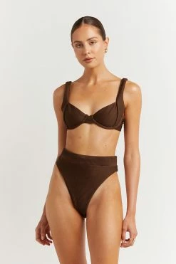 DISSH Boutiques LOLA DARK CHOC HIGH WAIST BRIEF SWIMSUITS & COVERUPS