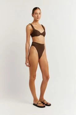 DISSH Boutiques LOLA DARK CHOC HIGH WAIST BRIEF SWIMSUITS & COVERUPS