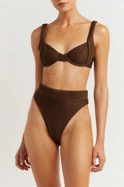 DISSH Boutiques LOLA DARK CHOC HIGH WAIST BRIEF SWIMSUITS & COVERUPS