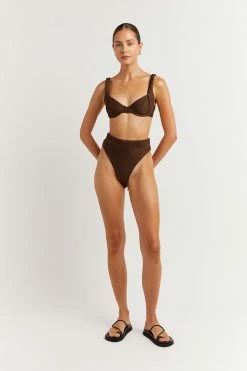 DISSH Boutiques LOLA DARK CHOC HIGH WAIST BRIEF SWIMSUITS & COVERUPS