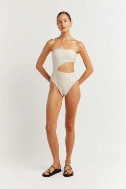 DISSH Boutiques LOLA CREAM CUT OUT ONE PIECE SWIMSUITS & COVERUPS