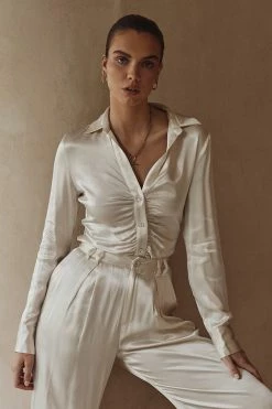 DISSH Boutiques CLOTHING SIMONE PEARL GATHERED SHIRT