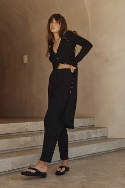 DISSH Boutiques LOU BLACK WIDE LEG KNIT PANT CLOTHING