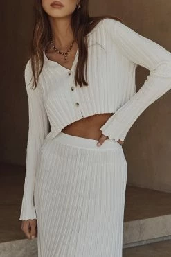 DISSH Boutiques CLOTHING MAX OFF WHITE BUTTON UP KNIT TOP