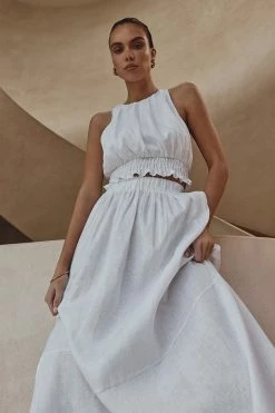 DISSH Boutiques LANA WHITE GATHERED TOP