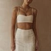 DISSH Boutiques VIENNA BUTTER LINEN CURVED CROP TOP CLOTHING