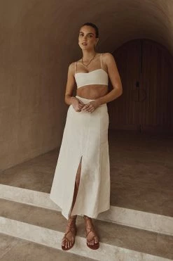 DISSH Boutiques HEATHER BUTTER SPLIT FRONT SKIRT CLOTHING