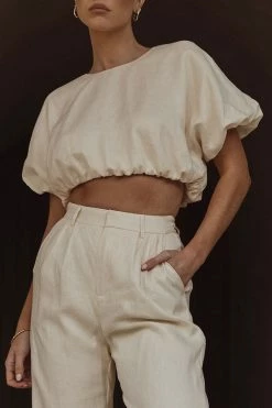 DISSH Boutiques CLOTHING BONNIE BUTTER BUBBLE CROP TOP