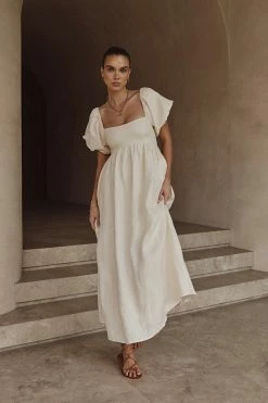 DISSH Boutiques MONTY BUTTER LINEN MIDI DRESS CLOTHING