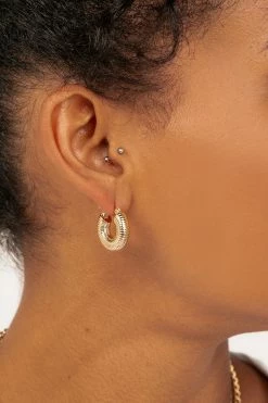 DISSH Boutiques SONJA GOLD SPIRAL HOOP EARRINGS KNITTED