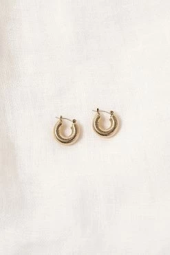 DISSH Boutiques SONJA GOLD SPIRAL HOOP EARRINGS KNITTED