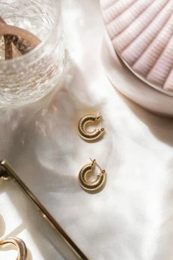 DISSH Boutiques SONJA GOLD SPIRAL HOOP EARRINGS KNITTED