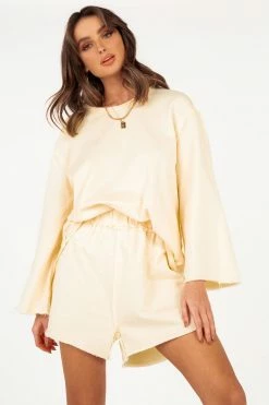 DISSH Boutiques KNITTED LONG LOST CUSTARD TOP