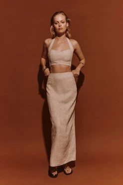 DISSH Boutiques WILLOW NATURAL STRAIGHT LONG SKIRT