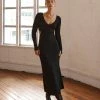 DISSH Boutiques SUTHERLAND BLACK SLEEVED MIDI DRESS CLOTHING