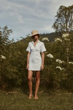 DISSH Boutiques CLOTHING LEOPOLD WHITE LINEN SHIRT DRESS