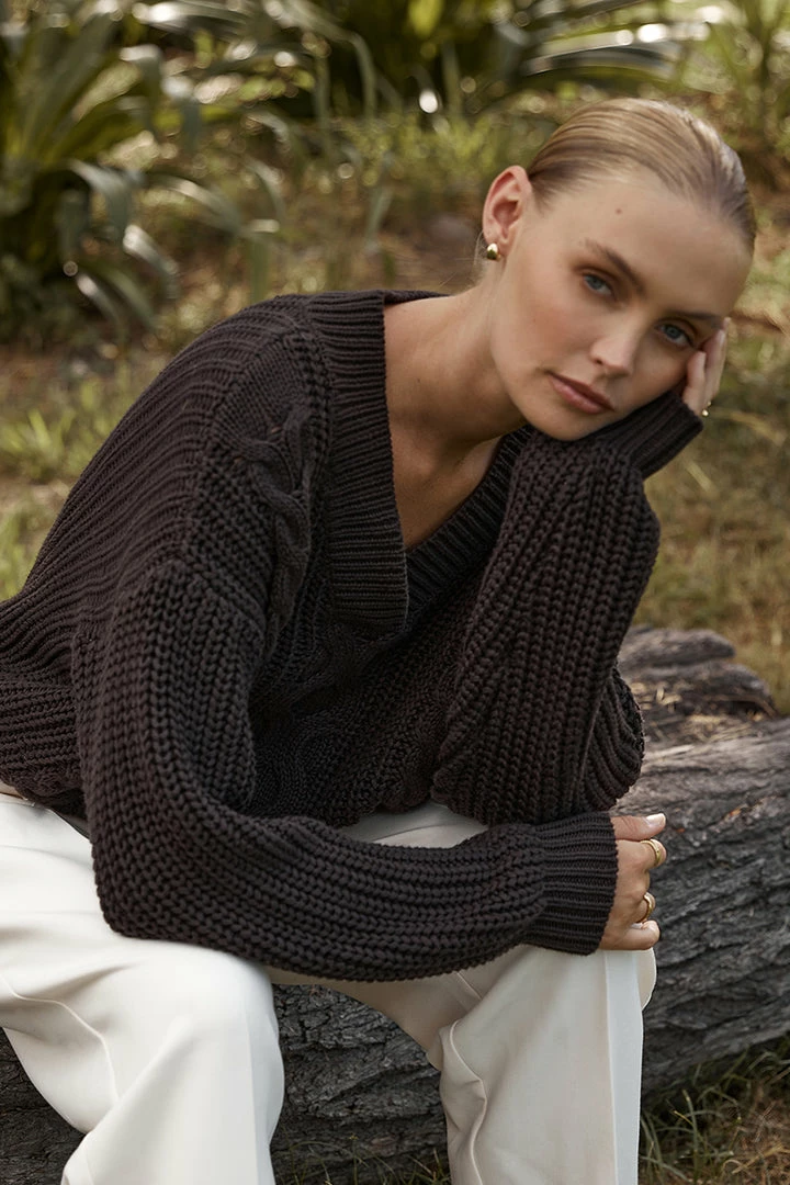 Buy โจ DISSH Boutiques HADLEY DARK CHOC CABLE KNIT JUMPER ๐ 7 DISSH Boutiques HADLEY DARK CHOC CABLE KNIT JUMPER