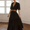 DISSH Boutiques CLOTHING BONNIE BLACK TIERED LONG SKIRT