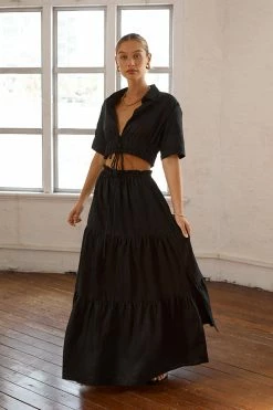 DISSH Boutiques CLOTHING BONNIE BLACK TIERED LONG SKIRT
